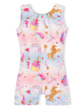 Domusgo Gymnastics Leotard for Girls Size 5-6 Years Old Sparkly Sleeveless Rainbow Unicorn Tumbling Biketards Practice Unitard