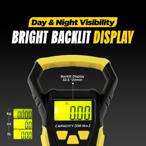 Beyond Fishing Digital Scale - Portable Fish Weigher with Built-In Tape Measure | Weighs Up to 110lbs, LCD Display