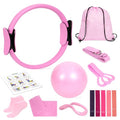 Wpolzie Home Pilates Essentials Kit for Women, Pilates Kit for Home Workouts, Pilates Equipment with Figure 8 Resistance Band, 14" Magic Circle, Yoga Ring, Pilates Accessories Set for Starter Workout