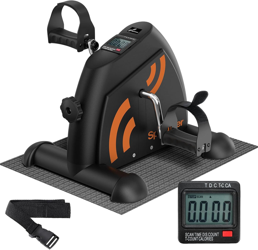 Sportneer Under Desk Bike Pedal Exerciser - Mini Portable Exercise Bike for Seniors | LCD Display, Anti-Skid Mat