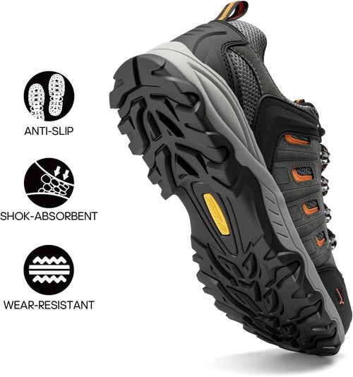 NORTIV 8 Men's Waterproof Hiking Shoes - Durable Leather Low-Top for Outdoor Trekking & Camping