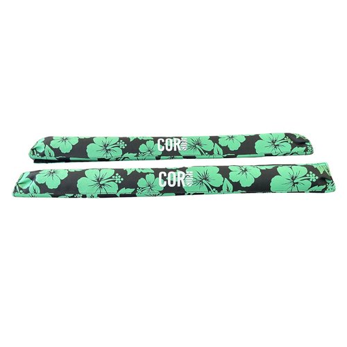 COR Surf Aero Car Roof Soft Rack Pad (Pair) for Surfboard, Kayak, Snowboard, SUP, Canoe and Paddleboard for Large Aero Bars (Green, 28" Narrow)