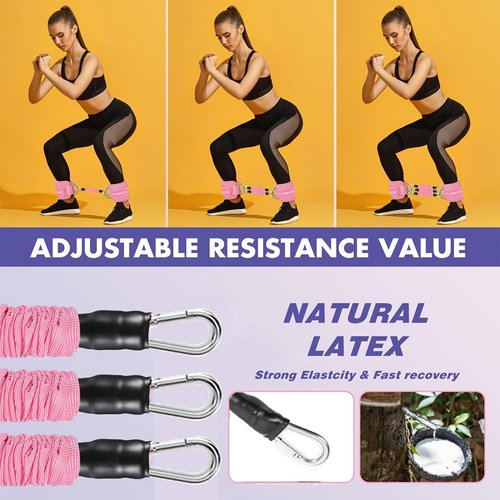 Hip Thrust Belt and Ankle Resistance Cuffs Set for Fitness Training (Pink)