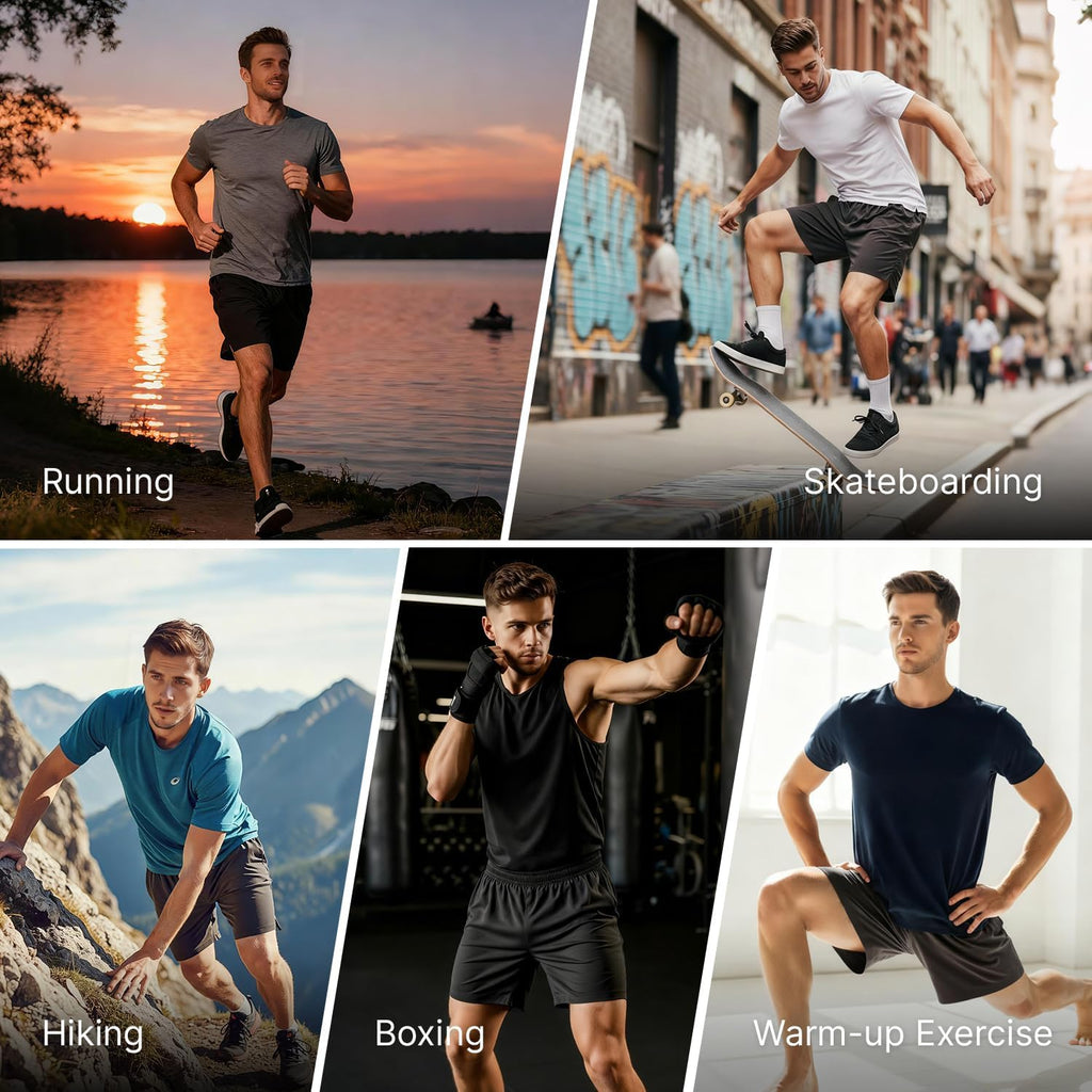 Skiennix Men's Running Shorts - Lightweight Quick-Dry Athletic Gym Shorts with Zipper Pockets