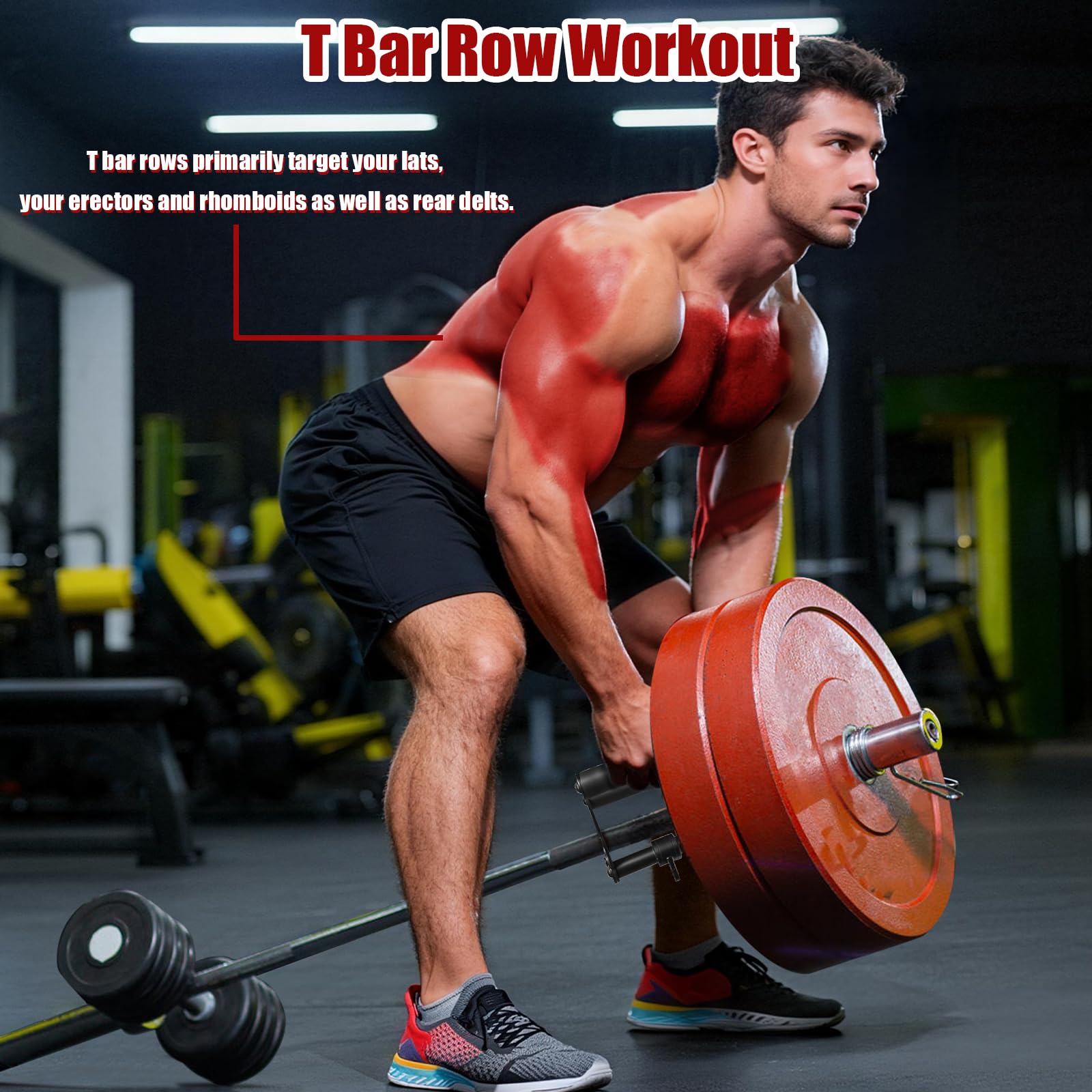 Topfinder V bar Handle T Bar Row Attachment, Landmine Handle for Barbell, Exercise Machine D Row Attachments for Back, Arm, Shoulder Workouts