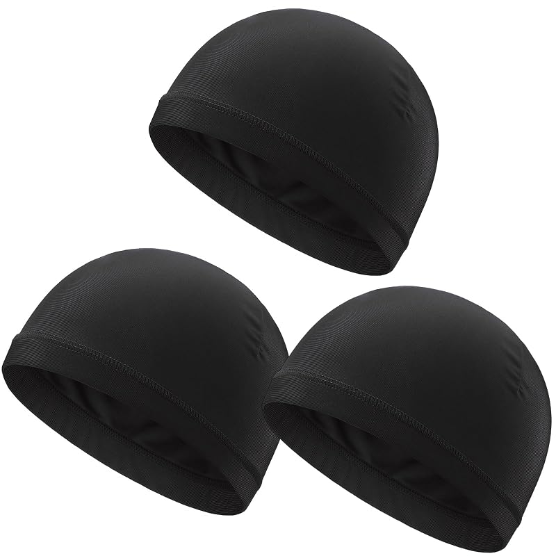 Cooling Skull Cap for Helmets - 3pcs Black, Sweat-Wicking Helmet Liner