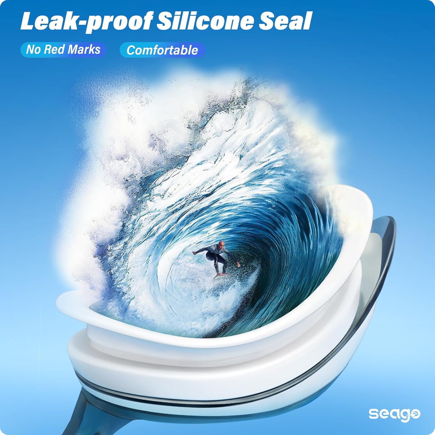 Seago Swimming Goggles - Anti-Fog & UV Protection | 2-Pack Silicone Swim Goggles for Adults