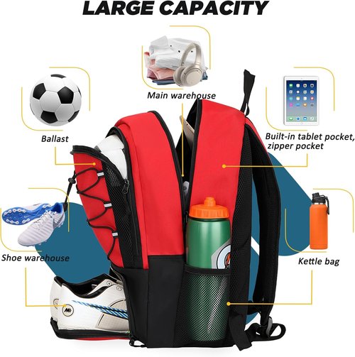 Goloni Soccer Bag - Versatile Basketball & Soccer Backpack with Ball and Shoe Compartment | Large Size