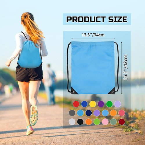 Grneric Drawstring Backpack - 20 Pack Colorful Cinch Sacks for Gym, Sports, Beach & Travel