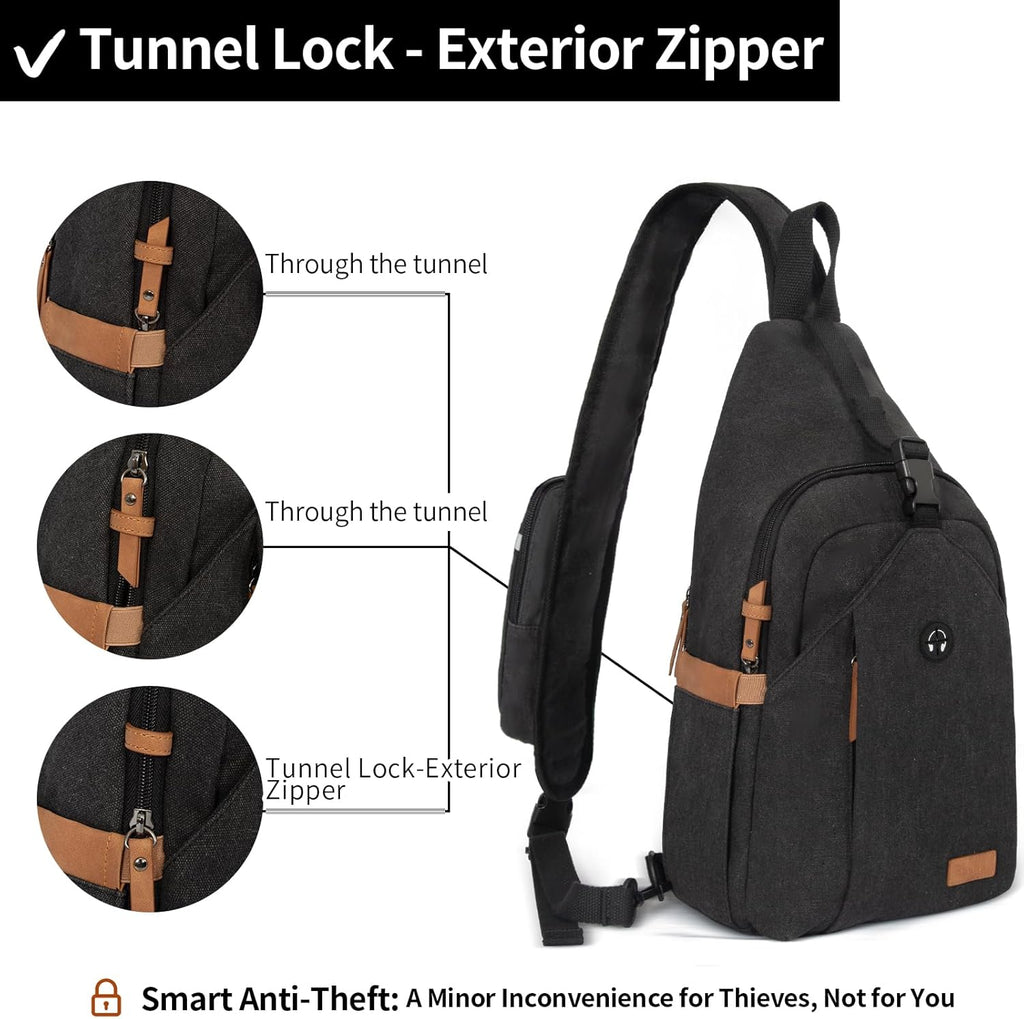 OSOCE Sling Bag for Men - Anti-Theft Crossbody Backpack | Waterproof Canvas for Travel & Hiking
