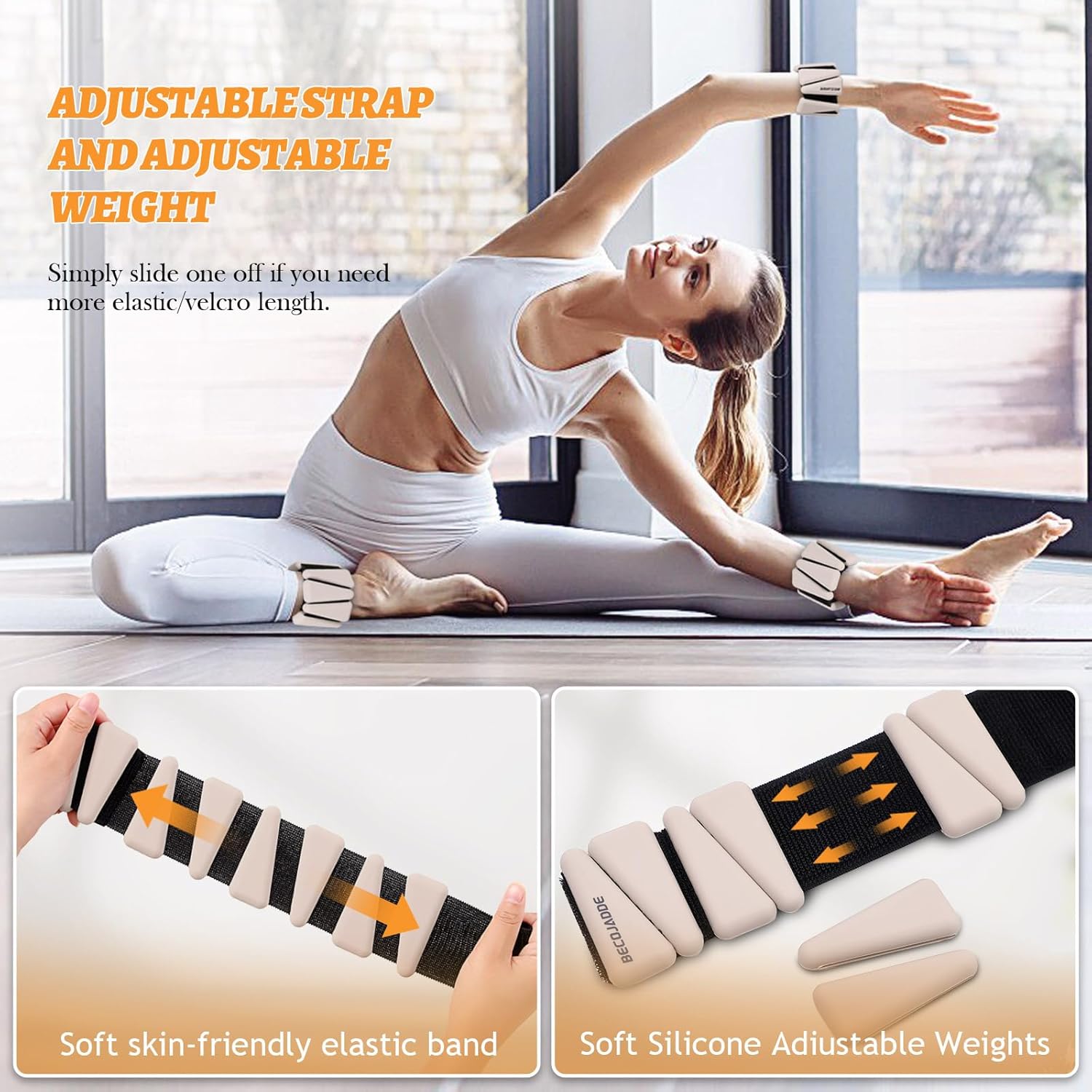 Skiennix Ankle Weights Set - Adjustable 1 lb/2 lb/3 lb for Pilates, Running, Yoga | Perfect for Arm & Leg Workouts