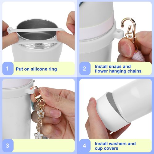 Mity rain White 32oz Water Bottle Replacement Parts Set for Owala FreeSip - Includes Replacement Top Lid Gasket Stoppers, Handle Strap, Boot and Charms Accessories