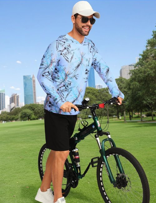 iCKER Men's UPF 50+ Sun Protection Hoodie - Long Sleeve UV Rash Guard for Fishing, Hiking & Running
