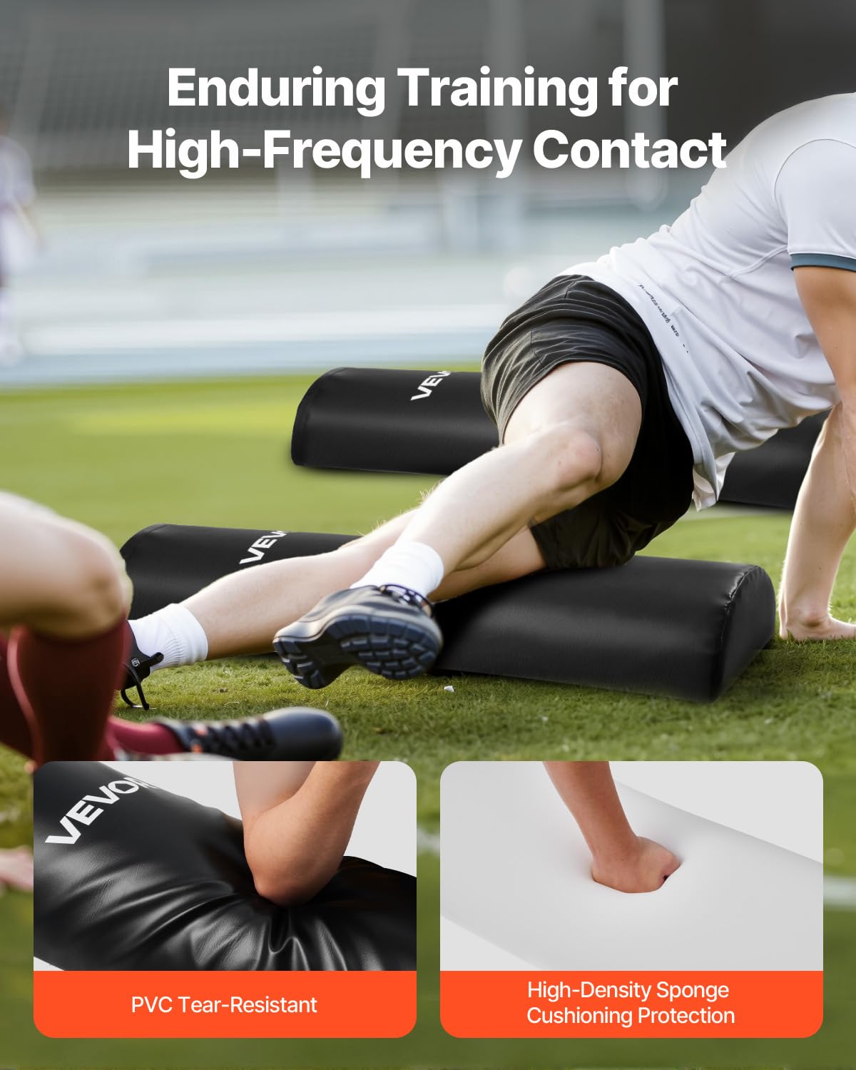 VEVOR Football Tackling Dummy, 42.5 in PVC Step Over Dummy, High-Density Sponge Blocking Pad Equipment, Heavy Duty Tackle Dummies with Handles, Great for Footwork Drills Sports Training Practice, 2PCS