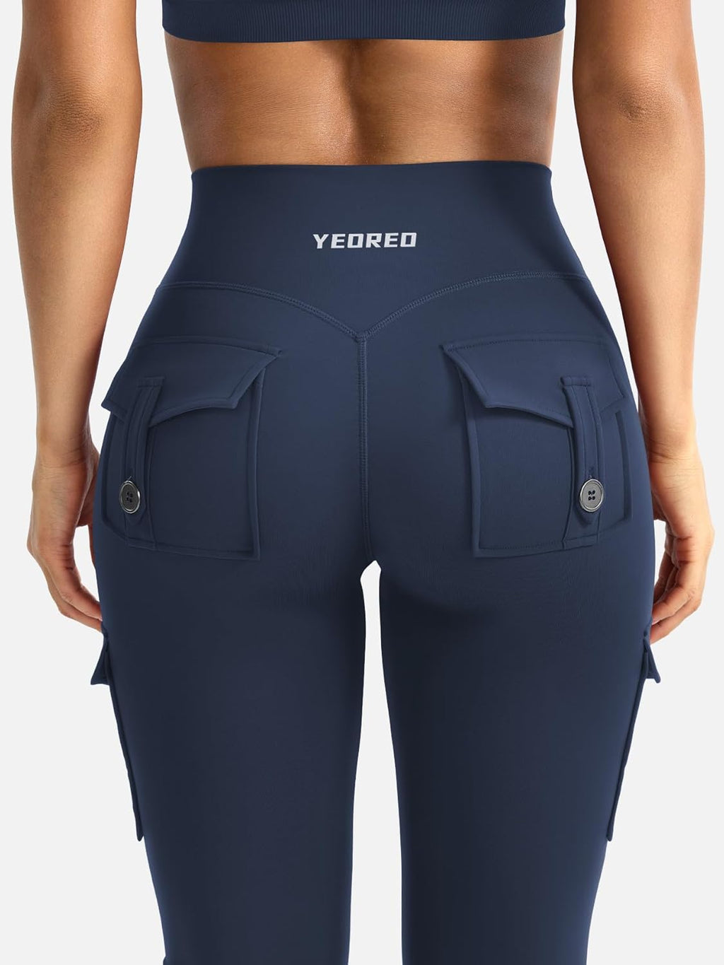 YEOREO CoreFlex Women's High-Waisted Flare Leggings - Hidden Pockets & No Front Seam, Ideal for Gym & Yoga