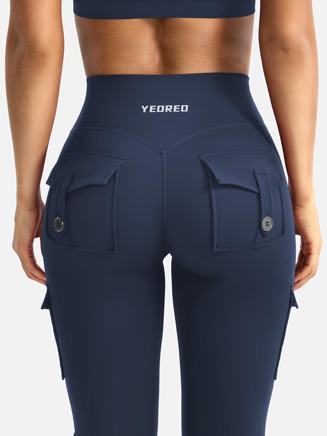 YEOREO CoreFlex Women's High-Waisted Flare Leggings - Hidden Pockets & No Front Seam, Ideal for Gym & Yoga