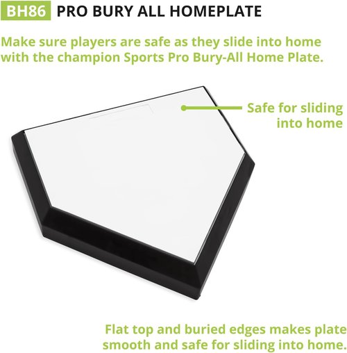 Champion Sports Universal Homeplate - Durable Molded Rubber with Metal Bottom & Ground Anchor Spikes