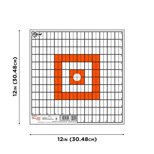 Allen Company Ez-Aim 12 inch x 12 inch Paper Grid Target, 12 Targets per Pack, Orange