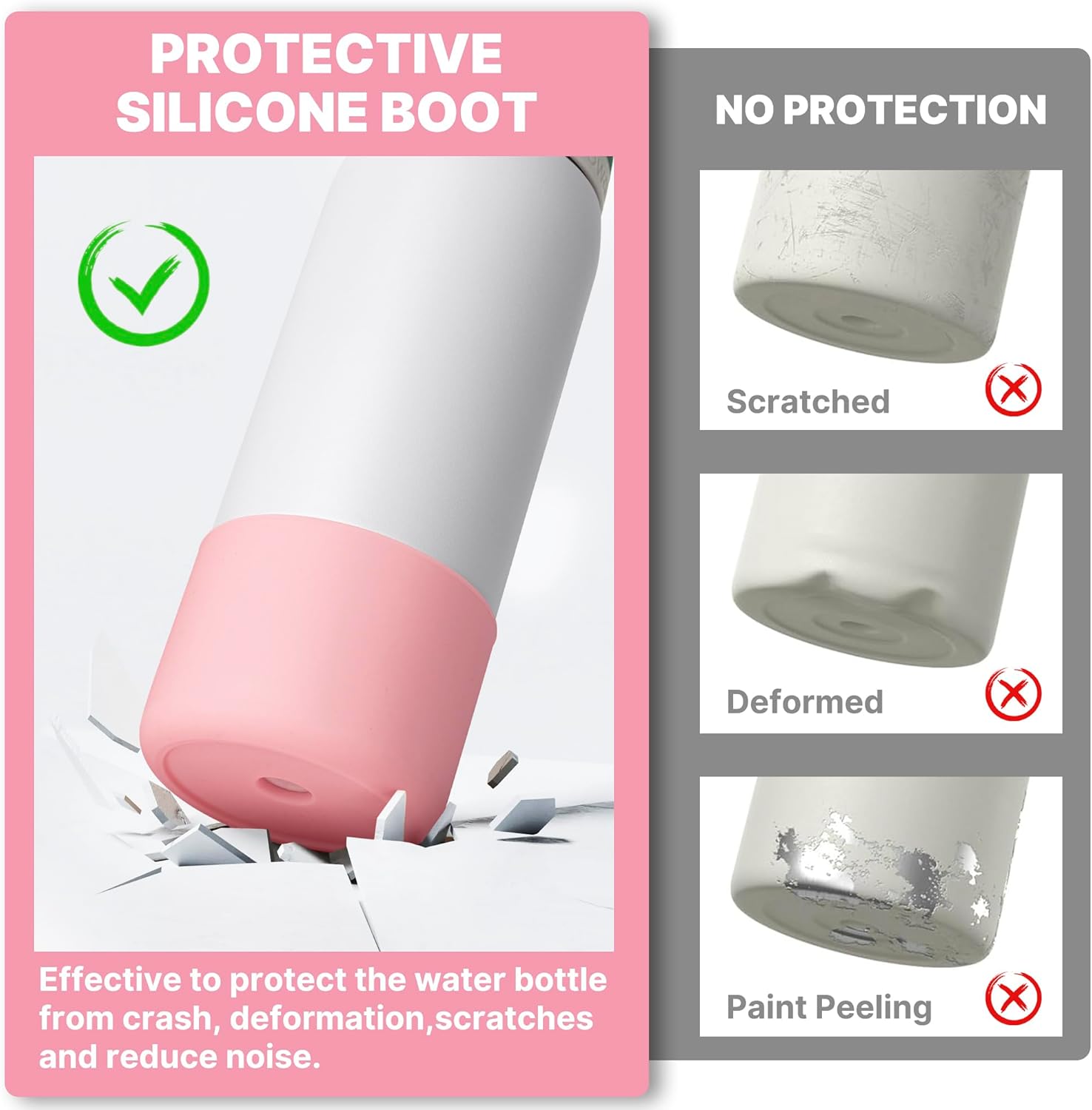 Owala Silicone Water Bottle Boot - Anti-Slip Protective Sleeve for 24 oz Stainless Steel Bottles | Pink