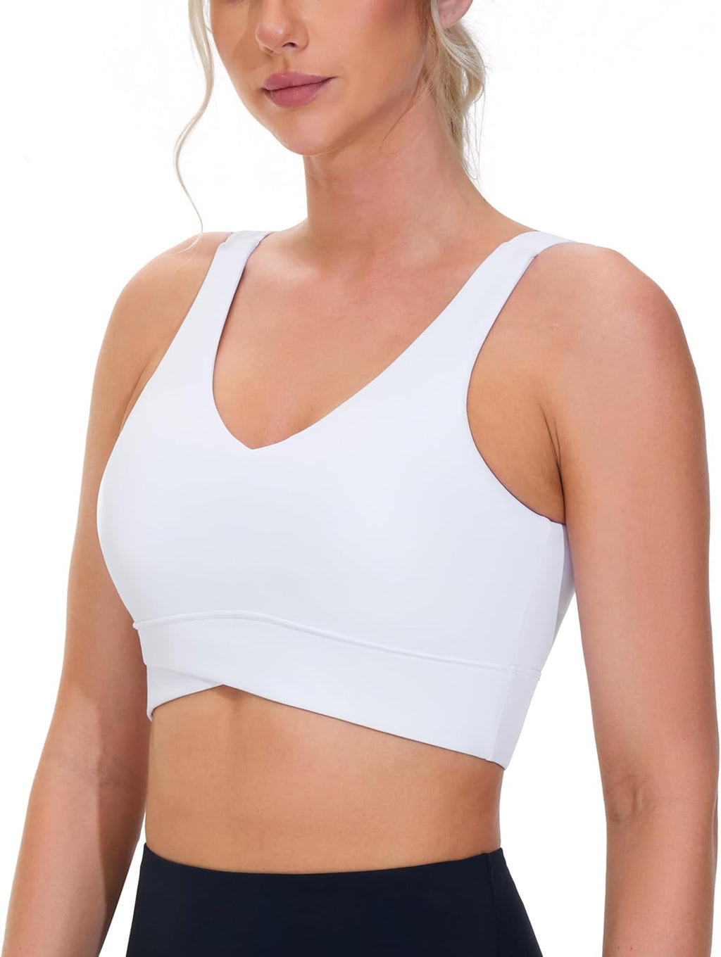The Gym People Women's Padded Sports Bra - V-Neck Wireless Stretchy Crop Top for Yoga & Workouts