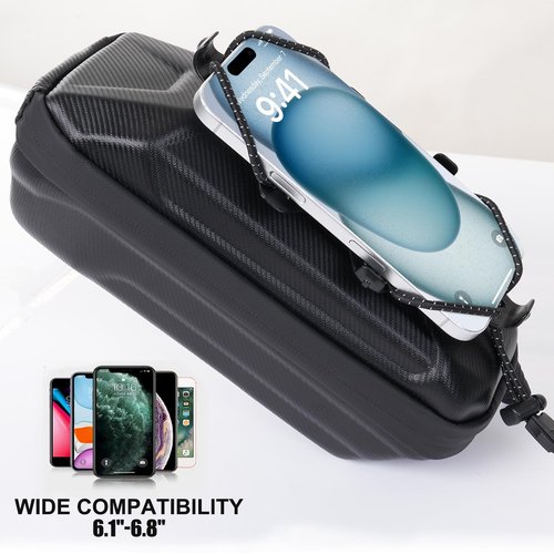 Leopauto Bike Front Frame Bag, Top Tube Bike Bag with Phone Holder Stabilizer Bike Phone Mount Holder with Rain Cover for Outdoor Cycling Travel Hiking