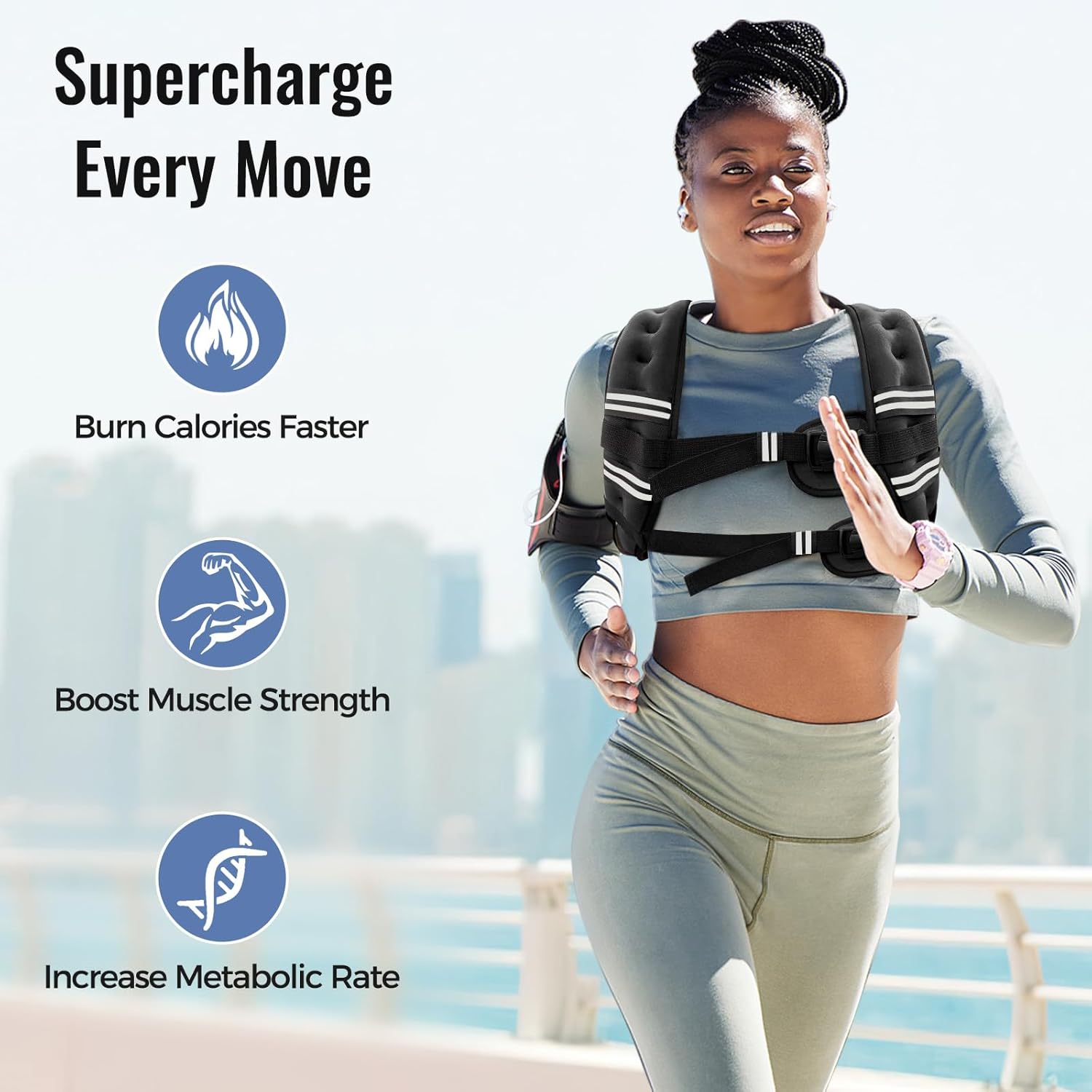 Zeerun Weighted Vest - Comfortable & Durable Rucking Vest with Reflective Stripe | Adjustable for Walking, Running & Strength Training