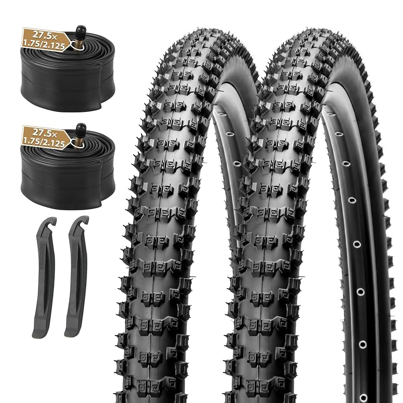 27.5x2.1 Inch MTB Tire Set 2 Pack with Tubes & Levers – Complete Replacement Kit