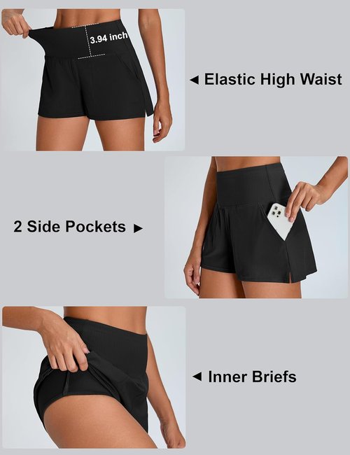 BMJL Women's Athletic Shorts - High Waisted Quick Dry Workout Shorts with Pockets | Sporty Gym Style