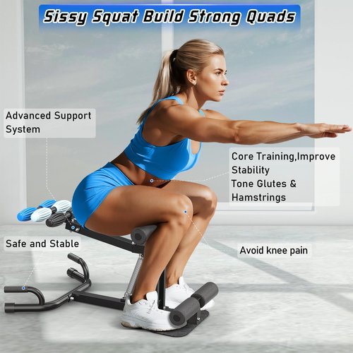Upgrade Deep Squat Machine for Women, Adjustable Squat Assist Trainer with 4 Resistance Levels, Glute & Leg Workout Equipment, Core & Push Up Exercise Machine for Home Gym Fitness