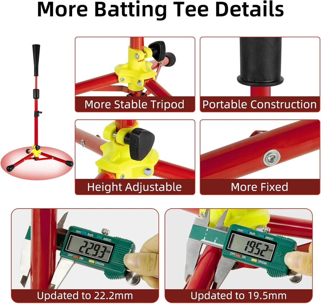 Skiennix Baseball Tee - Adjustable 23.5 to 39.76 Inches for Kids | Portable Training Equipment with Carry Bag