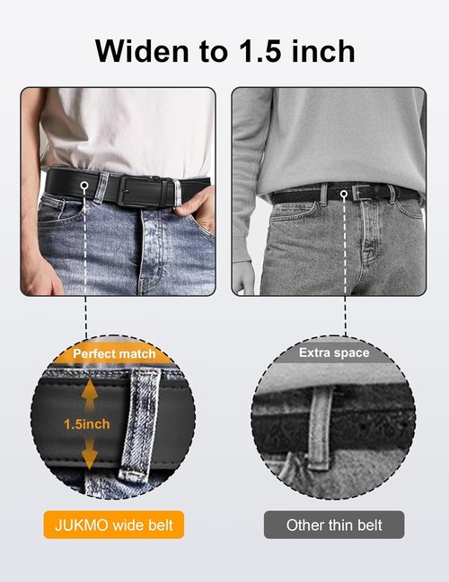JUKMO Leather Ratchet Belt for Men - 1.5" (38mm) Adjustable Style in Gift Box