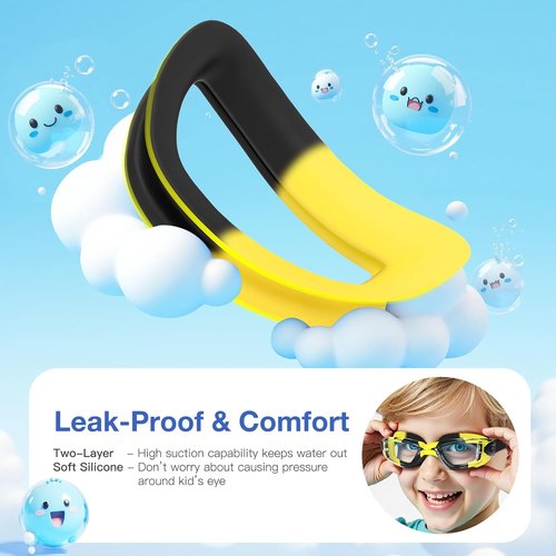 Braylin Kids Swim Goggles - 2-Pack Comfortable Swimming Goggles for Boys & Girls | Ideal for Pool Use