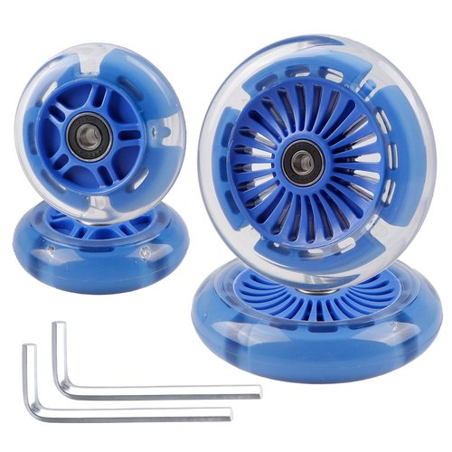 Gladeer 4-Pack Light Up Scooter Wheels - 120mm & 80mm White LED Replacement Wheel for Micro Mini Maxi Lascoota 3-Wheel Kick Scooter (Blue)