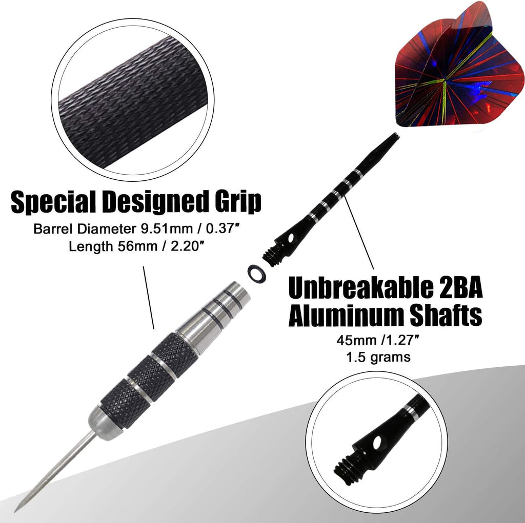 WINSDART Professional Metal Darts Set - Steel Tip Darts with Nonslip Iron Barrel & Aluminum Shafts | Gift Box Included