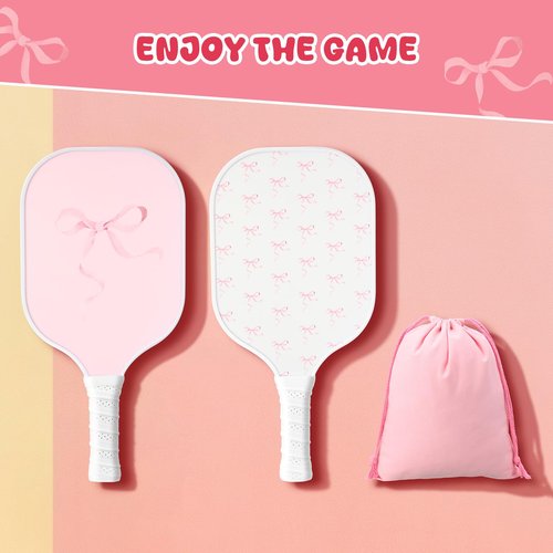 Vinsot 2 Pcs Paddles Set Fiberglass Rackets with 1 Carry Bags Lightweight Racquet with Ergonomic Grip for Players of All Levels Men Women