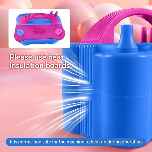 Electric Balloon Pump,110V 600W Portable Dual Nozzles Balloon Pump,Air Pump Balloon Blower for Party Decorations with Tying Tool