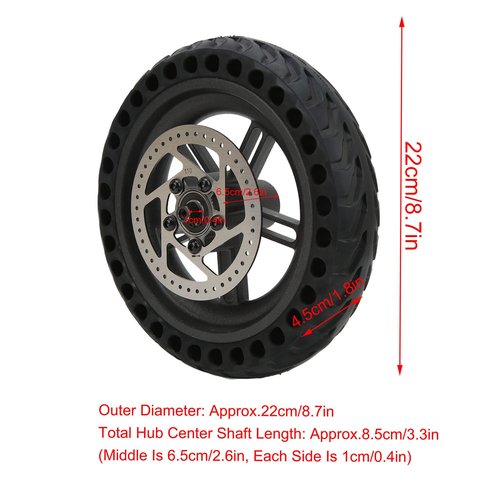 Electric Scooter Rear Wheel,Scooter Rear Wheel Assembly 8.5in Wheel Scooter Solid Tire Wheel Hub 110mm Brake Disk Electric Scooter Upgrade Parts