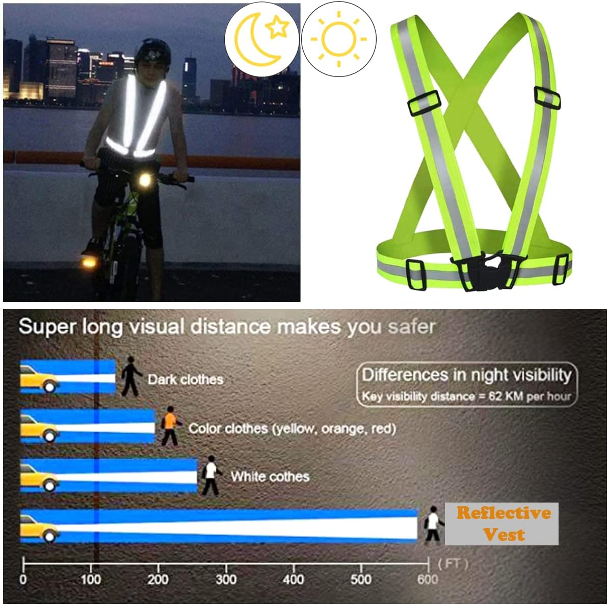 Skiennix Reflective Running Vests - 10 Pack High Visibility Safety Gear for Night Walking, Cycling & Jogging