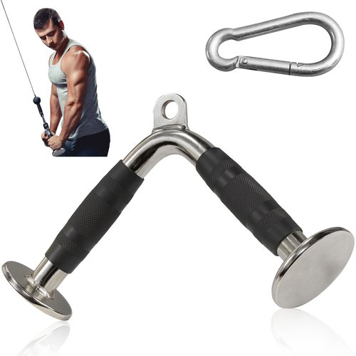 MuscleForge V Bar Attachment - Tricep V Bar Cable Attachment with Anti-Slip Rubber Grip for Pulldowns, Pushdowns & Arm Training - Gym Grade 880lbs Capacity