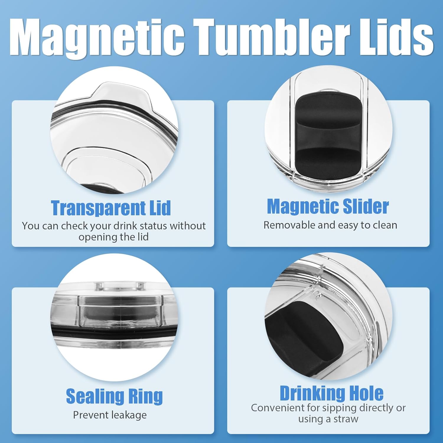 Yeti Tumbler Lids - 2 Pack Magnetic Replacement Tops for 20 oz & 16 oz Tumblers | Spill-Proof Design