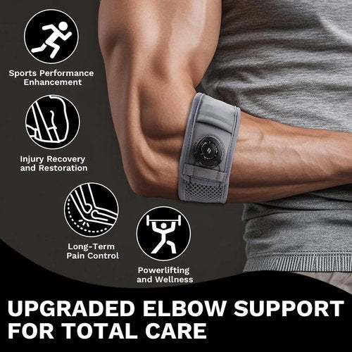 Tennis Elbow Brace for Men Women, Elbow Brace for Tendonitis Tennis Elbow & Golfer's Elbow, Adjustable Elbow Strap, Gray, REGULAR Size (M/L), 9"–11.5", 1 Pack