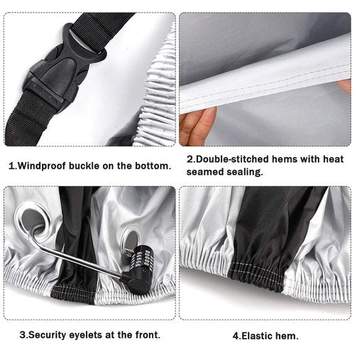 Roctee Waterproof XL Bicycle Cover, Outside Bikes Storage Covers Rain Sun UV Dust Wind Proof Mountain Bicycle Covers Road Electric Bike Cover Hybrid Bike Cover with Lock Hole