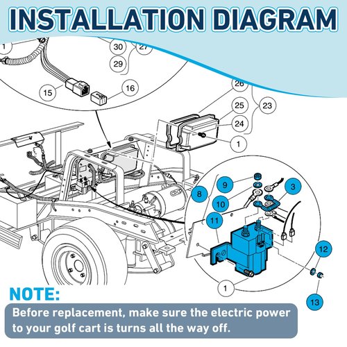 Golf Cart 48V Solenoid, 4 Terminal Coil Suitable for 1995-UP DS and 2004-2008 Precedent Golf Carts, OEM#: 101908701 102774701 5722