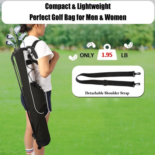 Golf Stand Bag, Small Lightweight Golf Bag for Men/Women, Easy to Carry and Durable Pitch n Putt Golf Bag for Driving Range, Par 3 and Executive Courses (Blue)