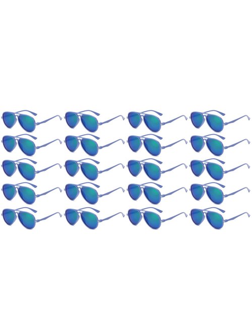 OWL 20 Pack Kids Aviator Sunglasses Bulk UV400 Toddler Aviators Party Supplies, Beach, Pool Party Favors, Wholesale (Blue)