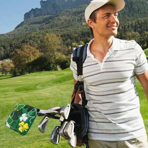 Lucky Clover Heel Shaft Golf Square Mallet Putter Cover Headcover Magnetic, Golf Club Protector for Taylormade Spider Mallet Putter