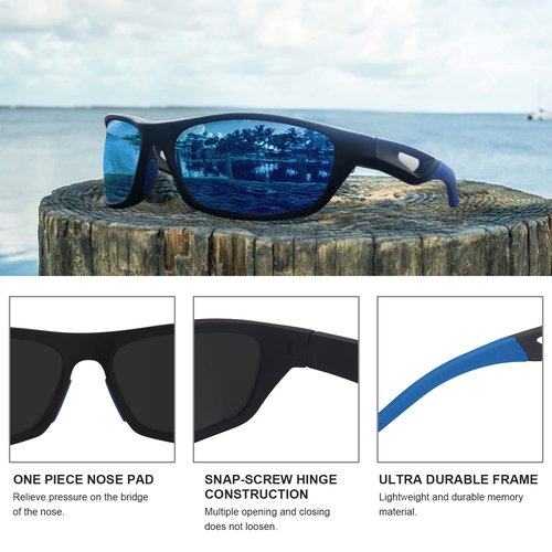 SKYWAY Fishing Baseball Polarized Sports Sunglasses for Men Light Floating Shades for Women Athletic Running Cycling Sun Glasses Blue Lens