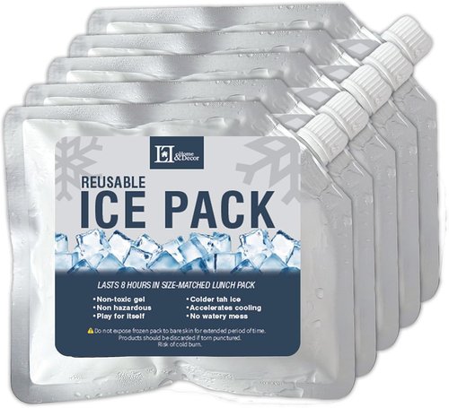LL Home & Decor • Reusable Ice Packs for Coolers – Pack of 5 Slim Long-Lasting Gel Freezer Packs, Durable & Leak-Proof, Perfect for Lunch Bags, Camping, Fishing, and Picnics