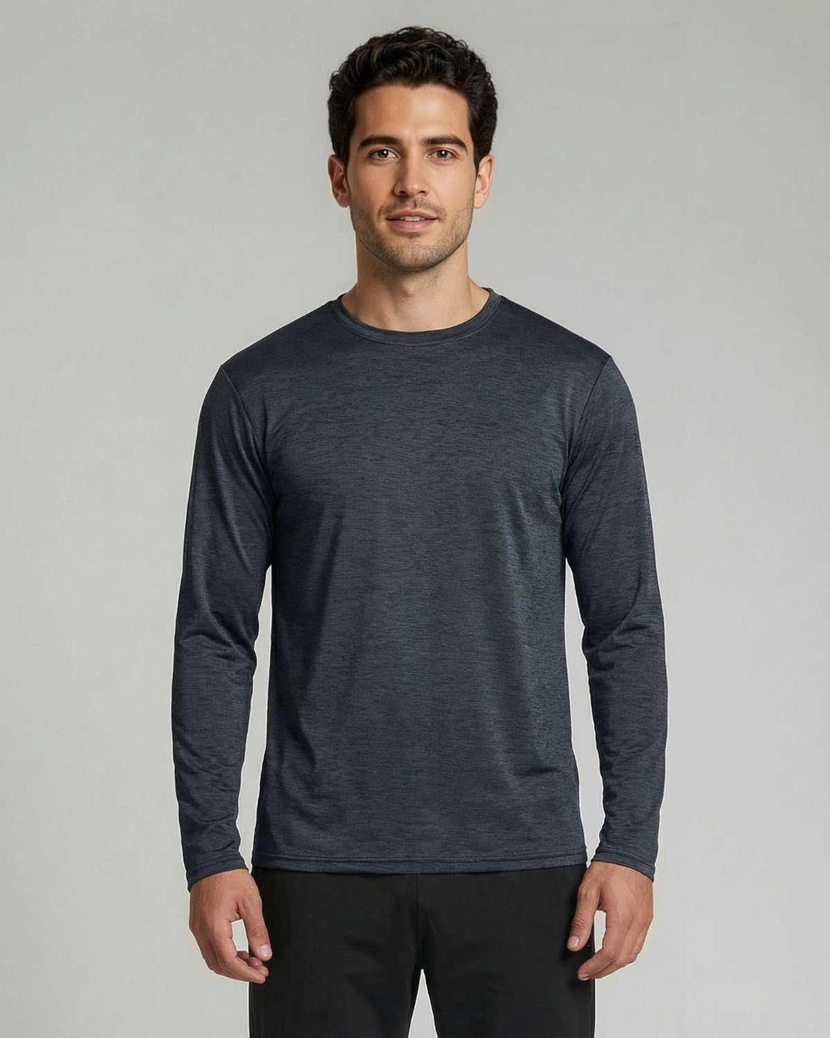Real Essentials Men's Long Sleeve Dry Fit T-Shirts - UPF 50 Wicking Workout & Hiking Tees | 4 Pack