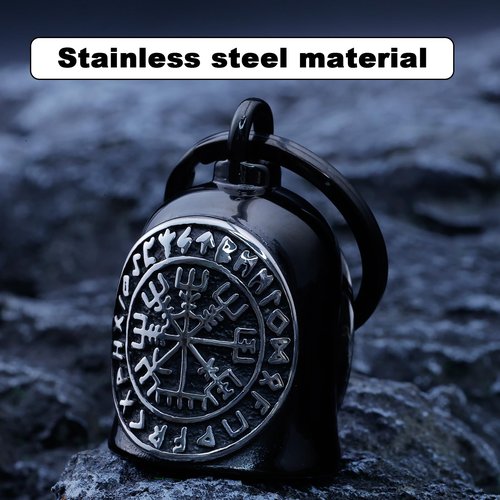 Viking Motorcycle Bell - Angel Bell for Men & Women, Motorcycle Accessories (Black Silver)